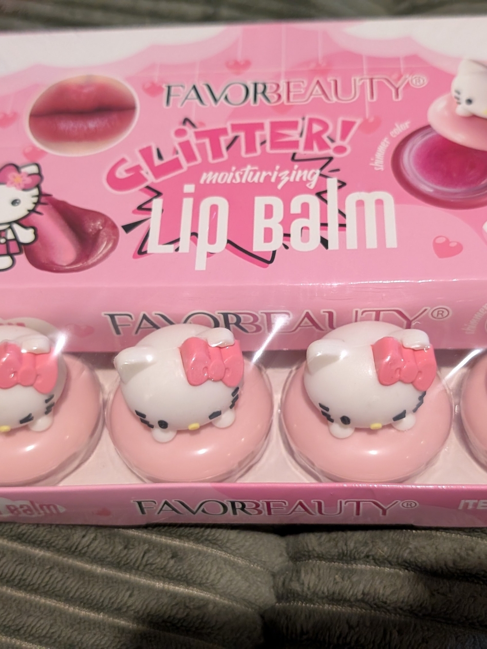 12 Hello Kitty Pink Glitter Moisturizing Lip Balm Lot